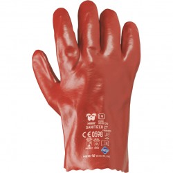 GUANTI SANITIZED IN PVC  LEGGERO ROSSO TG.8