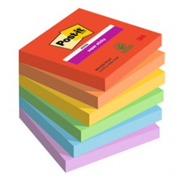 Cf. 6pz blocco 90foglietti Post-it Super Sticky 76x76mm 654-6SS-PLAY Playful