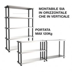 SCAFFALE PPL 5 RIPIANI METALLO 100x45cm GRIGIO/NERO TERRY