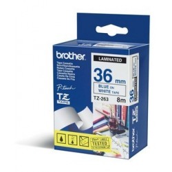 NASTRO LAMINATO BROTHER TZE-263 36MMx8MT BLU/BIANCO