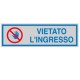 TARGHETTA ADESIVA 165x50mm VIETATO LINGRESSO - Conf da 10 pz.