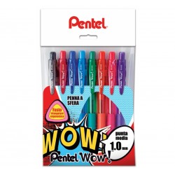 TASCHINA 8 PENNE A SFERA PENTEL WOW BK440 8 COLORI